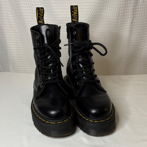 Dr. Martens Shiny Black Platform Combat Boots Sz 6 - Picture 3 of 13
